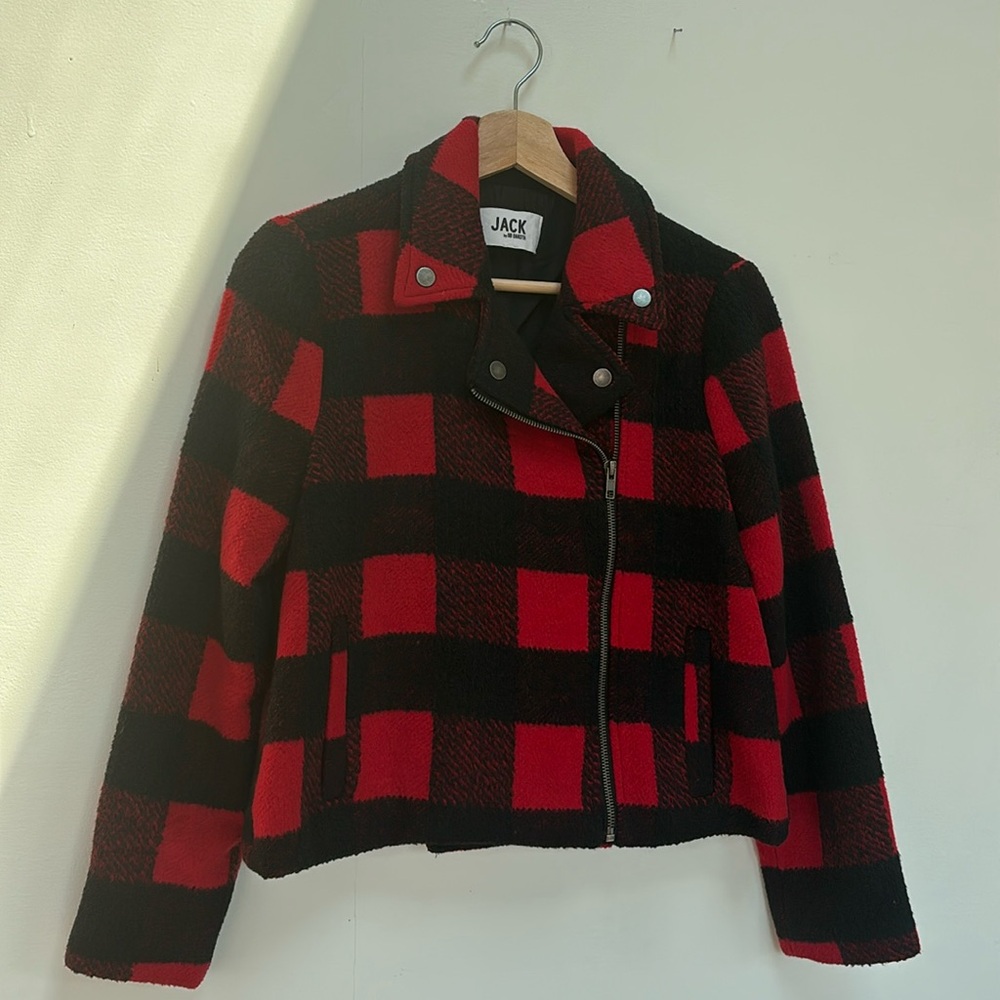 ✨Women’s Medium Jack by BB Dakota Black and Red Checkered Zip Up Jacket